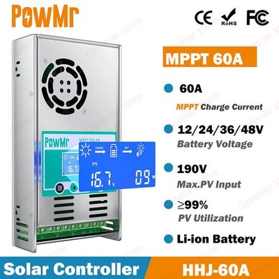 MPPT 60AMP Solar Controller Laderegler Für 12V 24V 36V 48V DC Batterie Regler D