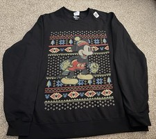 Disney Mickey Mouse Christmas Holiday Pullover Sweatshirt Winter Large