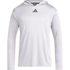 Adidas Mens D4T Long Sleeve Hoodie White/Team 4 Gray IM9855 Retail 50