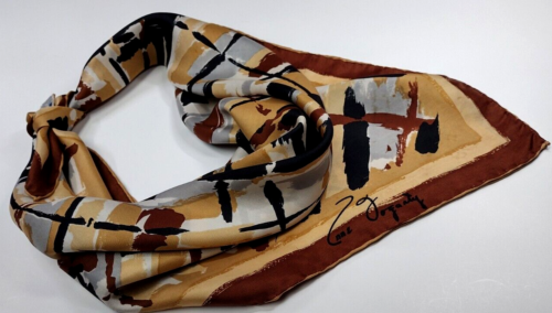 ANNE FOGARTY Abstract ALL SILK Scarf Vintage JAPAN Signature David E. Schwab - Picture 9 of 22