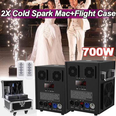 2Pcs 700W Cold Spark Machine Party Stage Sparkle Show Wedding With Flight Case