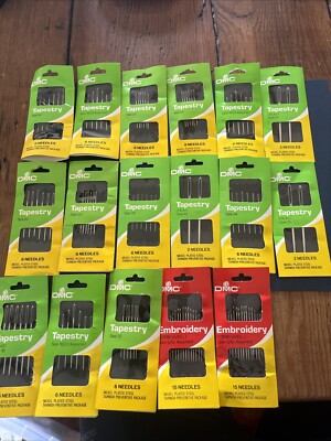 17 x Packungen DMC - Wandteppich- und Sticknadeln gemischte Größen - Vintage Neu.