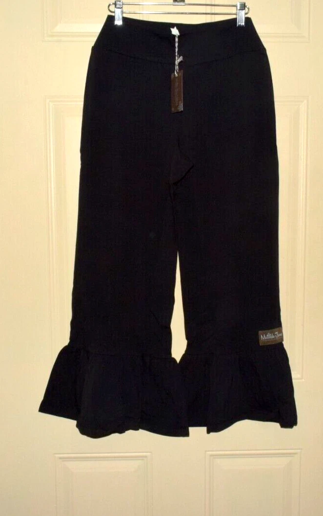 Matilda Jane Black Crop Big Ruffle Pants Women's Sz M NWT in Orig. Bag