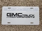 GMC Truck Motorsport Vanity Plate metal novelty white plate