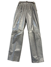 Vintage Leather Pants Women's 9 Pleated Smoke Gray Fully Lined