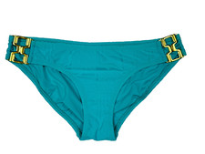 NEW TRINA TURK Turquoise Gold Hardware Bikini Bottoms Size 4