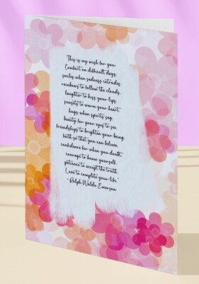 Schöne Karte Was ich dir wünsche 5 x 7 Liebe Komfort Inspiration Freundlichkeit