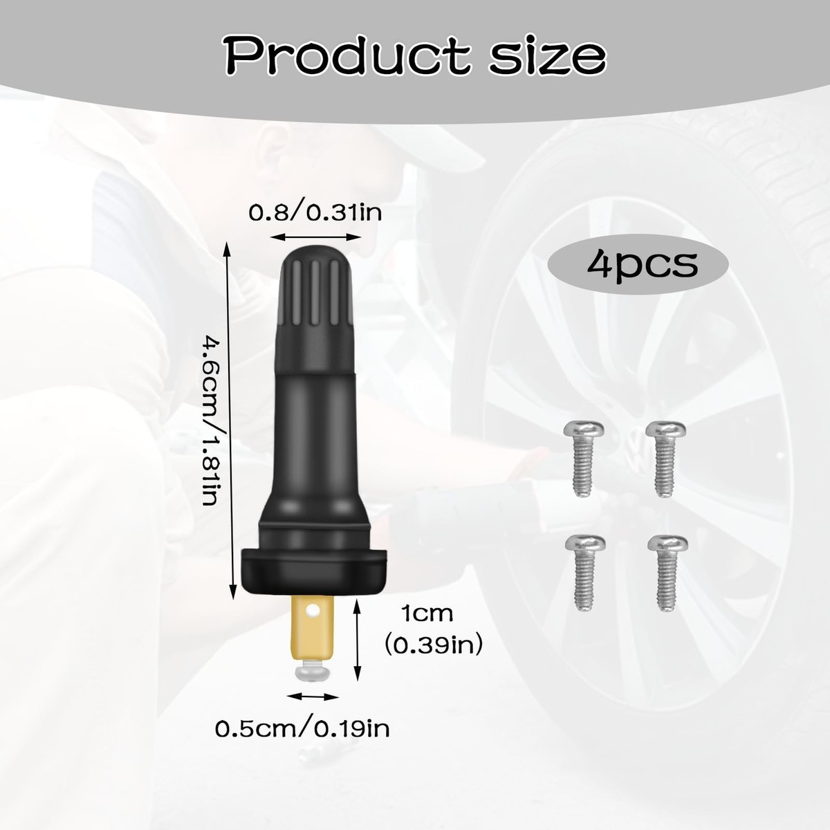 Valve TPMS Voiture 4 Capteurs De Pression Pour Valve TPMS - Capteur Pneu Voiture | Tige Valve Caoutchouc Anti-explosion Sécurité Pression Pneus
