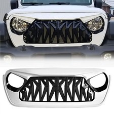Front Bumper Shark Grille Guard For 2018-2023 Jeep Wrangler Jl Jt Black White Front Bumper Shark Grille Guard For 2018-2023 Jeep Wrangler Jl Jt Black White