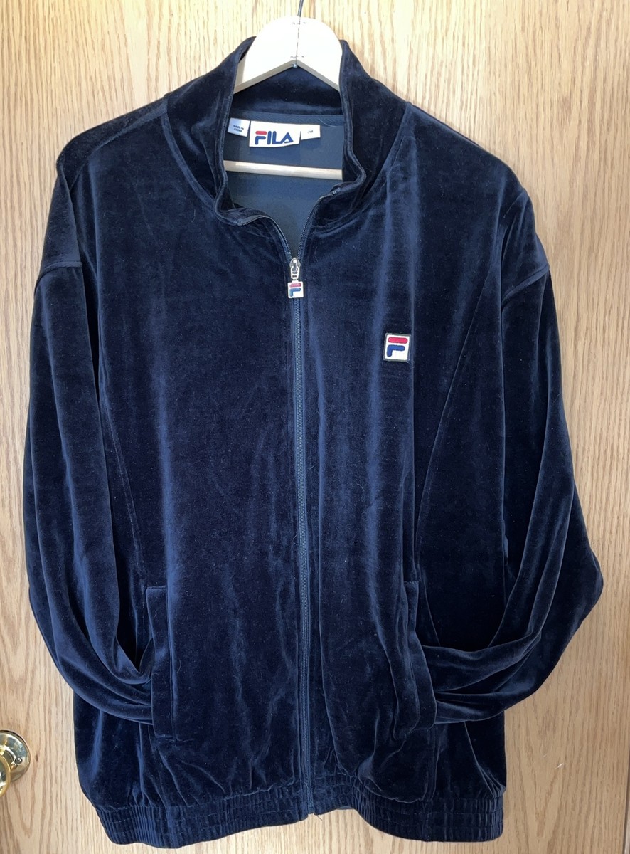 FILA Track Jacket Men's Size 2XB / 2XL Black Velour New with FILA Track Jacket Men's Size 2XB / 2XL Black Velour New with