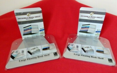 Pair of Umbra Invisible Floating Bookshelves Silver Color 20# Max Load NIP 