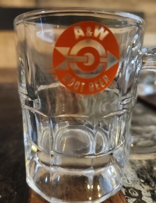 Vintage A&W Root Beer Mini Baby Mug Oval Logo AW Set of 4, 3 1/4