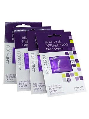 Lot of 4 Andalou Naturals Goji Peptide Perfecting Face Cream Single Use 0.14 oz