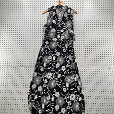 NEW Vince Camuto Womens  Maxi Slip Dress Black Size PL Petite Large Floral 15X54