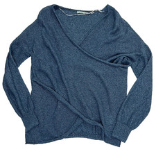 Kimchi Blue Urban Outfitters Pullover Sunny Surplice Wrap Sweater Sz Small Blue