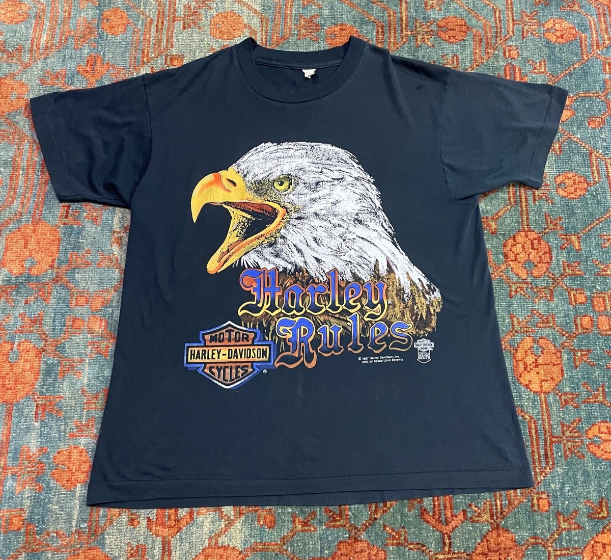 1987 Harley-Davidson 鷲デザイン Tシャツ Vintage 1987 Harley Davidson 3D Emblem Tee Shirt Eagle