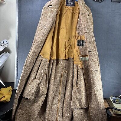 Vintage Burberrys Irish Hand Woven Tweed Long Coat Made In Vintage Burberrys Irish Hand Woven Tweed Long Coat Made In