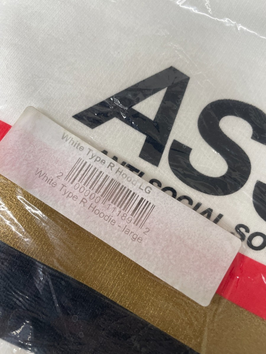 Anti Social Social Club Type R Hoodie White ASSC Men Size Large