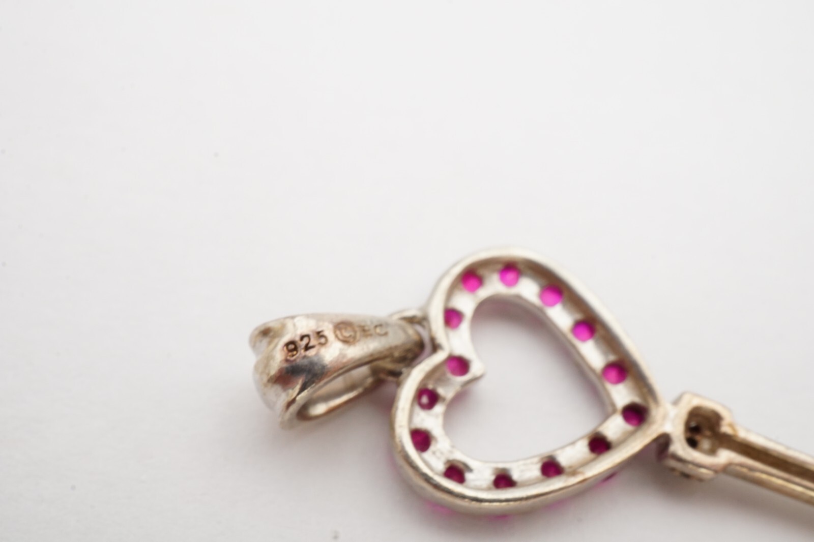 Sterling Silver 925 Lab-Created Ruby Diamond Key … - image 7