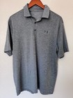 Under Armour The Playoff Heather Polo Gray Short Sleeve Golf UPF 30 Mens Large