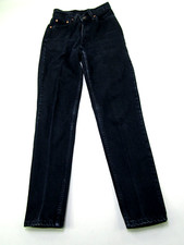 VTG Levi Strauss Black Denim Jeans Juniors Size 7 Medium 512 Slim Fit Tapered