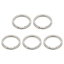 Titanium Keychain Rings, 5 Pcs 0.9-inch Split Side Pushing Key Rings, Silver