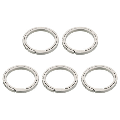 Titanium Keychain Rings, 5 Pcs 0.9-inch Split Side Pushing Key Rings, Silver