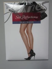 Hanes 718 Silk Reflections Control Top Reinforced Toe Classic Navy Pantyhose EF