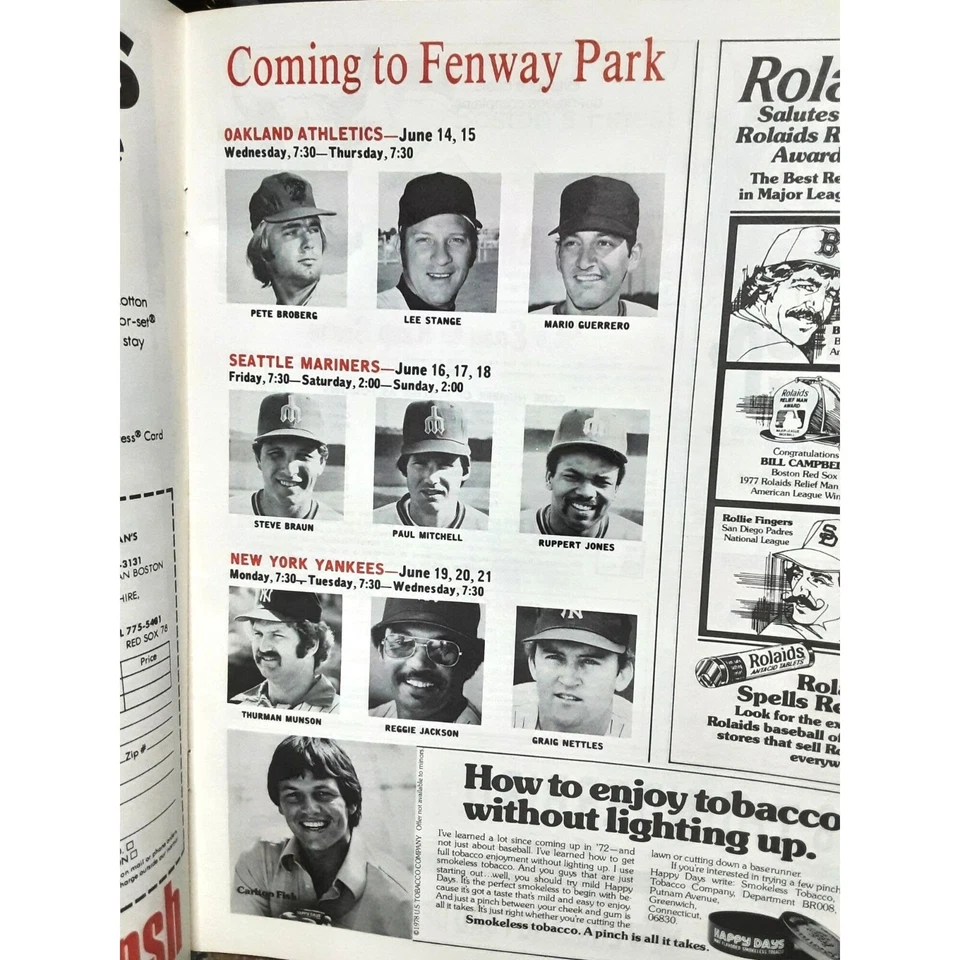 Boston Red Sox 1978 Program Scorecard vs California Angels scored RIce Zimmer - Image 3 of 4