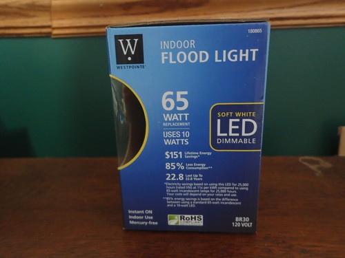 Westpointe Indoor Flood Light Soft White LED BR30 10 Watt replaces 65 Watt - Picture 3 of 3