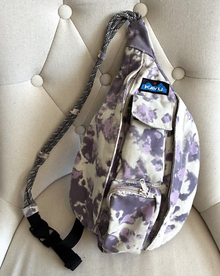Kavu Mini Rope Bag Orchid Tie Dye Pockets Zip Outdoors Adjustable Purple Pack