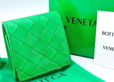 【BOTTEGA VENETA】★送料・関税込★Intreciato Coin Case Bottega Veneta Intrecciato Coin Case Leather Green Auth w