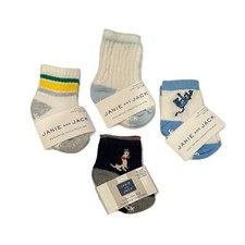 Janie and Jack Boy  s Assorted Socks- Set of 4 Size 0-3M