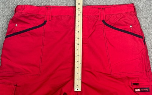 Racing Aprilia Men's Lion Embroidered Red Cargo Shorts Size 42 - Picture 10 of 11