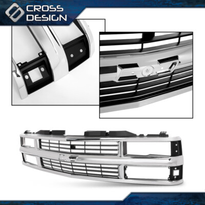 Chrome Grille w/Black Insert Fits 94-98 Chevy C/K 1500 2500