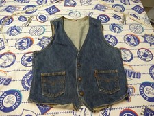 Vintage 70s 80s Levis Orange Tab Snap Front Denim Jean Jacket Vest USA Made Sz M