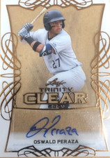 2021 Leaf Trinity Baseball Oswald Peraza CLEAR Bronze Auto NY YANKEES