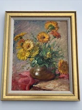 ARNOLD HOFFMAN PAINTING ANTIQUE NEW YORK STILL LIFE FLORAL LISTED FAMOUS 1940'S