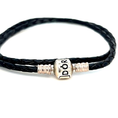 埼*き様 (PANDORA)Double Black Leather Brace Pandora Black Leather Double Wrap Bracelet | eBay
