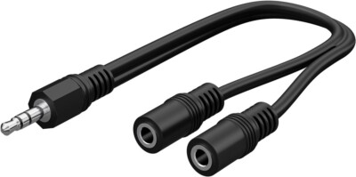 0,2m Audio Video 3,5mm stereo Y Kabel Klinke 2x Buchse Weiche Kupplung Verteiler
