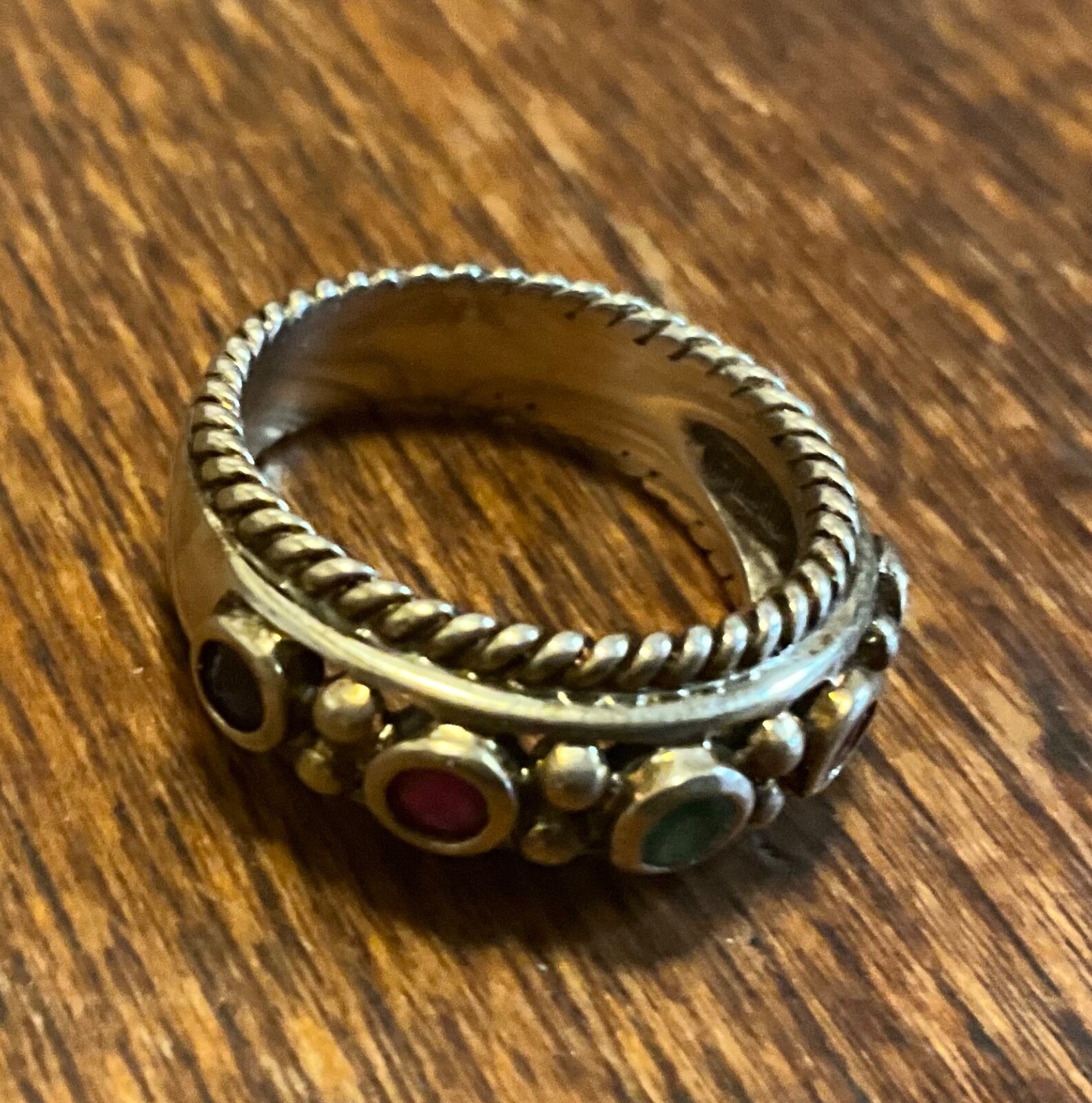 Sterling CNA Five Stone Emerald Ruby Sapphire Ban… - image 4