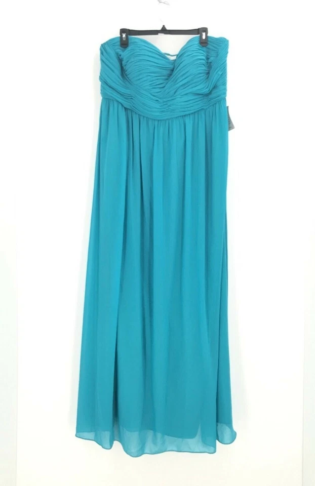 Vestido de mujer Donna Morgan 191468 sin tirantes de gasa azul verde talla 20W Foto 2 de 4