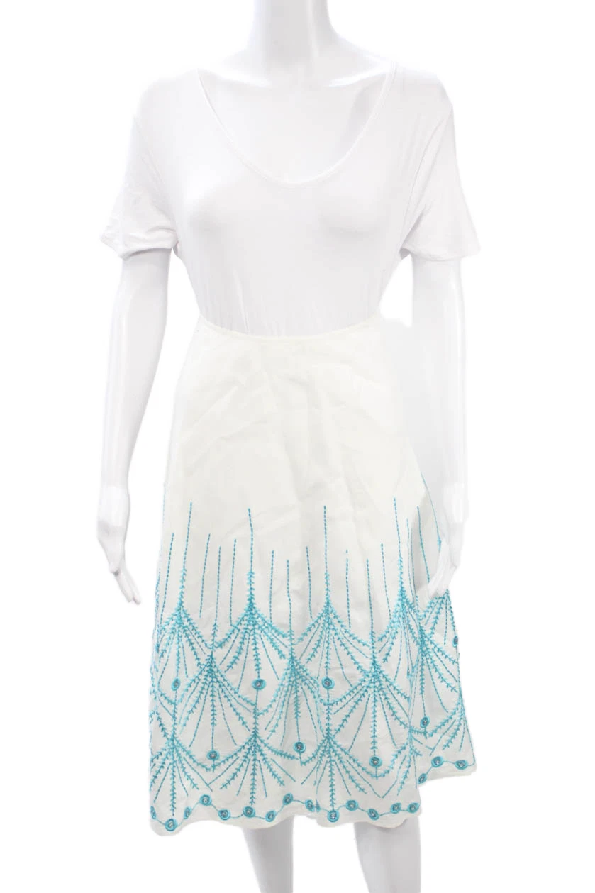 Lafayette 148 New York Womens A-Line Linen Skirt White Size 16