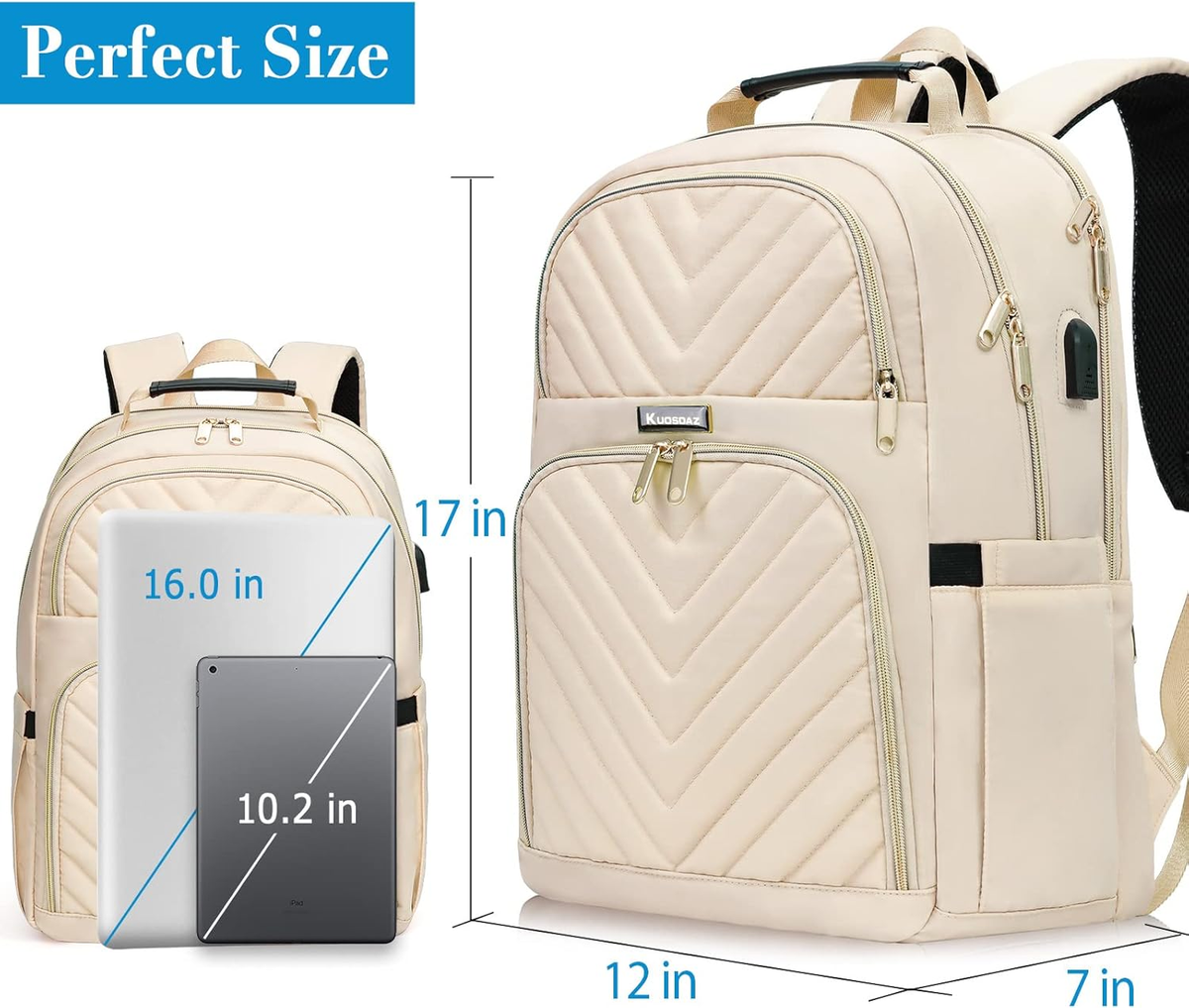 Womens Quilted Laptop Backpack Purse USB Work Travel School Bag Fits 15 Inch Amazon.com: Travel Laptop Backpack for Women, 15.6 Inch  main image 3