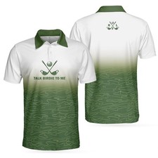 Talk Birdie To Me Golf Polo Shirt, White And Green Grass Golfing Best Golf Shirt