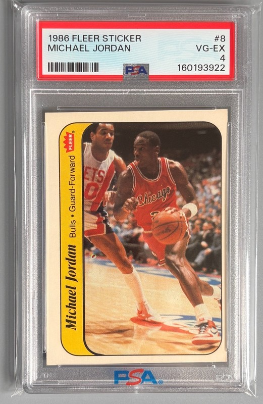 1986 Michael Jordan Fleer Sticker RC #8 Rookie PSA 4