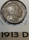 1913-D Buffalo Nickel 5C Mound Type Business Strike Copper KM#134