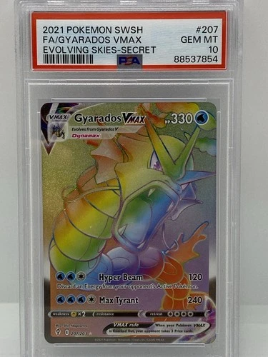 Pokemon Gyarados VMAX 207/203 PSA 10 Evolving Skies Rainbow Rare Englisch Mint