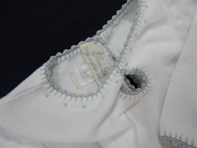 Pixie Lily Boys 6-9 Months white with Blue Crochet Accents SO Sweet and RARE