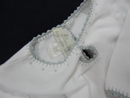 Pixie Lily Boys 6-9 Months white with Blue Crochet Accents SO Sweet and RARE